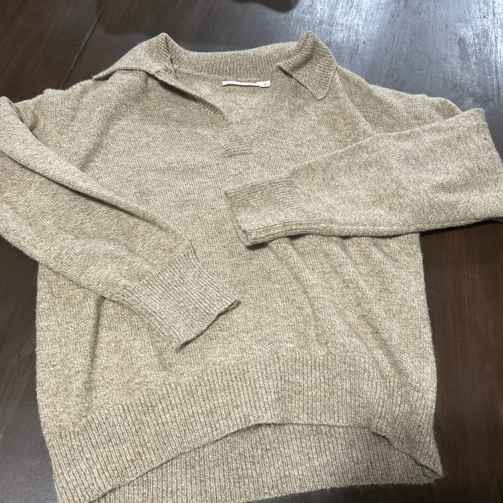 Ellison Beige V-Neck Sweater